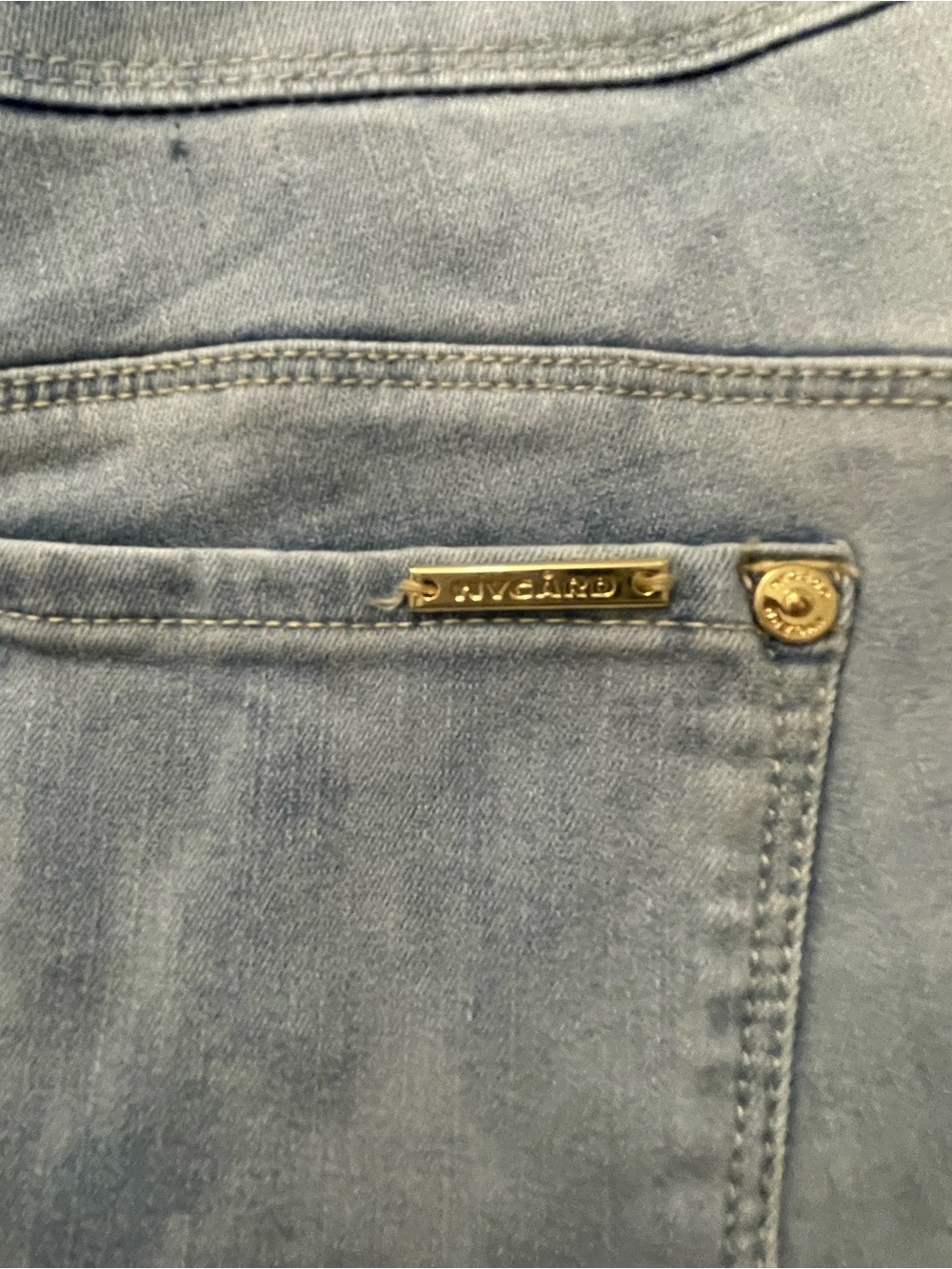 Peter Nygard Light Blue Patchwork Distressed Bermuda Shorts - Picture 6 of 10